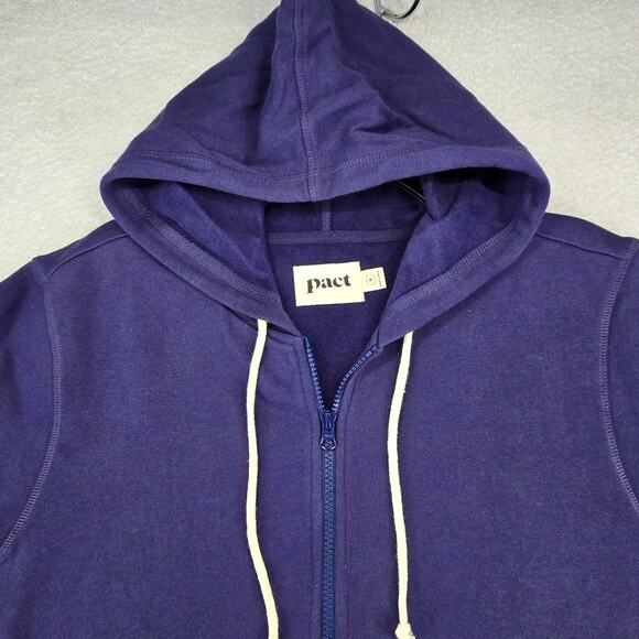 Pact One For All Full Zip Hoodie Unisex Womens Mens M Blue Organic Cotton - Picture 3 of 10